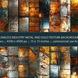 20 Seamless Industry Metal And Gold Texture Backgrounds,Seamless Pattern, Vintage Surface Design, Digital Paper