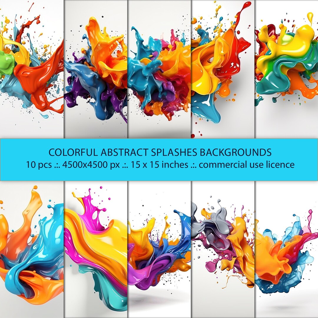 Abstract Splashes Digital Watercolor Colorful 3D Liquid Splash Background, Abstract Splash ...