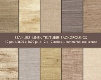 Linen Seamless Textures - 10 Seamless JPG Backgrounds - Natural Linen Textures - Commercial Use License | beige linen neutral backgrounds