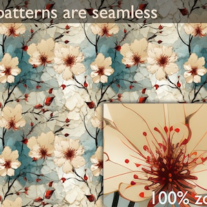 20 Seamless Cracked Flowers Vintage Backgrounds, Abstract Decorative Floral Backgrounds, Vintage Creative Floral Pattern, Digital Paper image 9