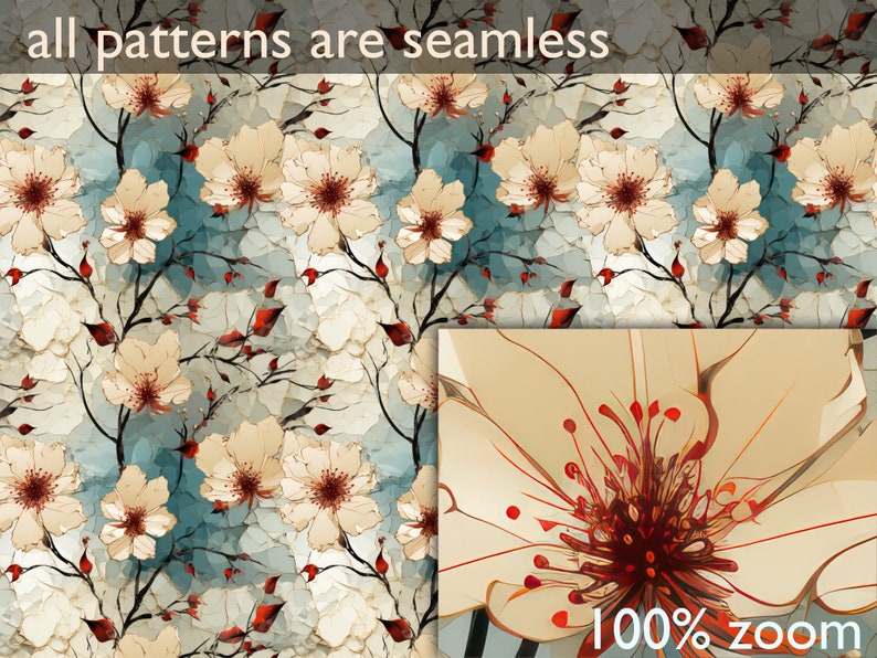 20 Seamless Cracked Flowers Vintage Backgrounds, Abstract Decorative Floral Backgrounds, Vintage Creative Floral Pattern, Digital Paper image 9