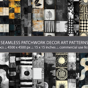 34 Nahtloses abstraktes Retro-Patchwork-Dekormuster, digitales Papier, Vintage-Formen-Design, künstlerischer Hintergrund
