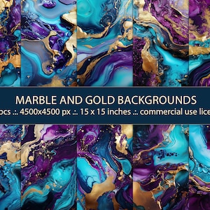 Purple Painted Agate Marble with Gold Foil Overlay - Instant Download, Commercial Use