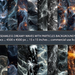 20 fondos de ondas oníricas sin costuras con partículas, patrón de formas abstractas, diseños sin costuras