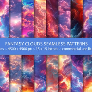 20 Fundos de Nuvem de Fadas de Fantasia Sem Costura | Papel Digital para Scrapbooking, Decoração de Parede, Sublimação e Mais | Download Instantâneo