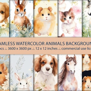 Adorable Baby Animal Seamless Patterns Woods Home - Digital Paper Pack for Scrapbooking and Baby Nursery - Instant Download, Commercial Use