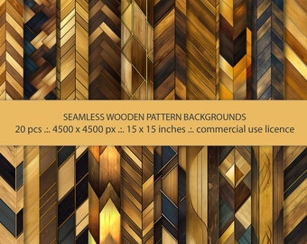 20 fondos con patrones de madera marrón sin costuras, texturas de madera, papel de álbum de recortes imprimible digitalmente.