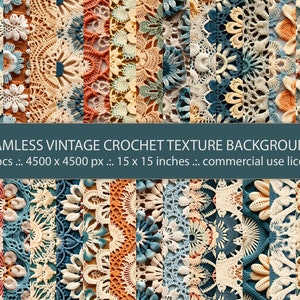 30 nahtlose Vintage-Häkeltextur-Hintergründe, Strickmuster-Hintergründe, nahtlose Stickerei, kommerzielle Lizenz, Stoffdruck