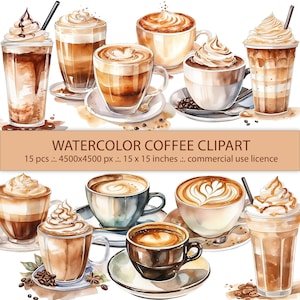 Clipart PNG transparente - Clipart de café de acuarela, espresso, capuchino, macchiato, café con leche, moca, freddo, bebida de café digital Png