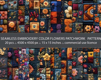 Patrón de patchwork bohemio: fondos de tela de lino para colcha (papel digital)