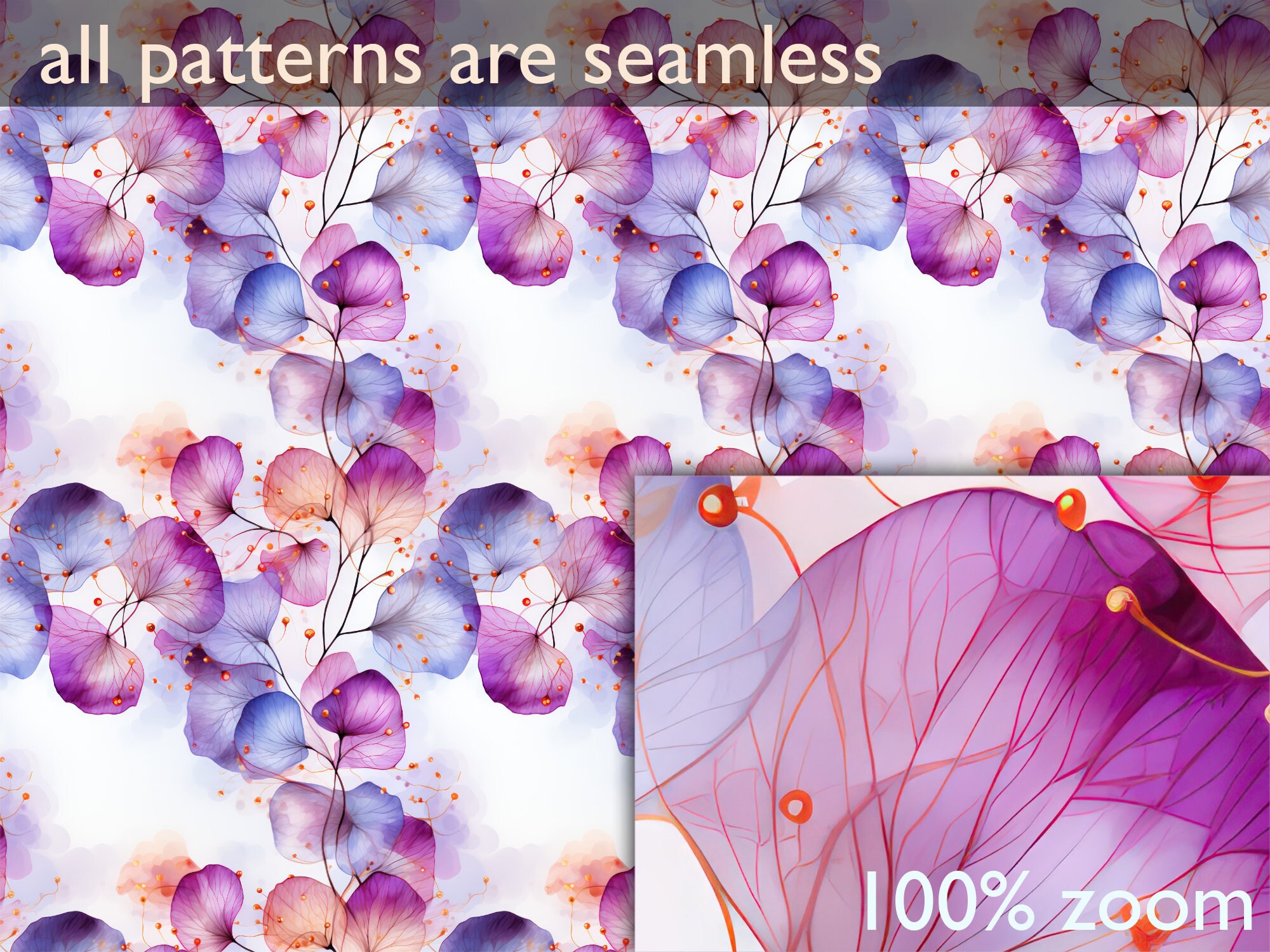 Purple Floral Digital Paper: Seamless Botanical Backgrounds (20 JPG) - Etsy