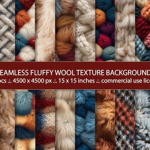 Warme Strickwolle Digitale Papiere - Gemütlicher, nahtloser Hintergrund für Grafikdesigns, Wanddekoration, Einladungen - 20er-Set