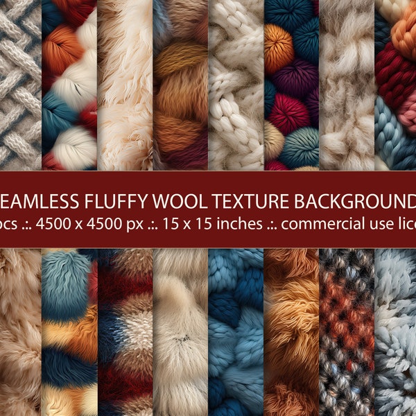 Warm Knitting Wool Digital Papers - Cozy Seamless Backdrop for Graphic Designs, Wall Decor, Invitations - set of 20