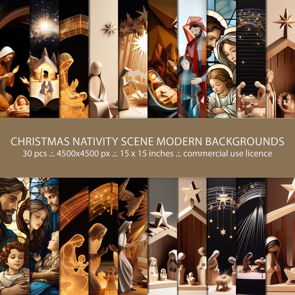 Unique Christmas Nativity Scene 30 Backgrounds for Invitations, Journals, and Cards | Modern & Uncommon Styles