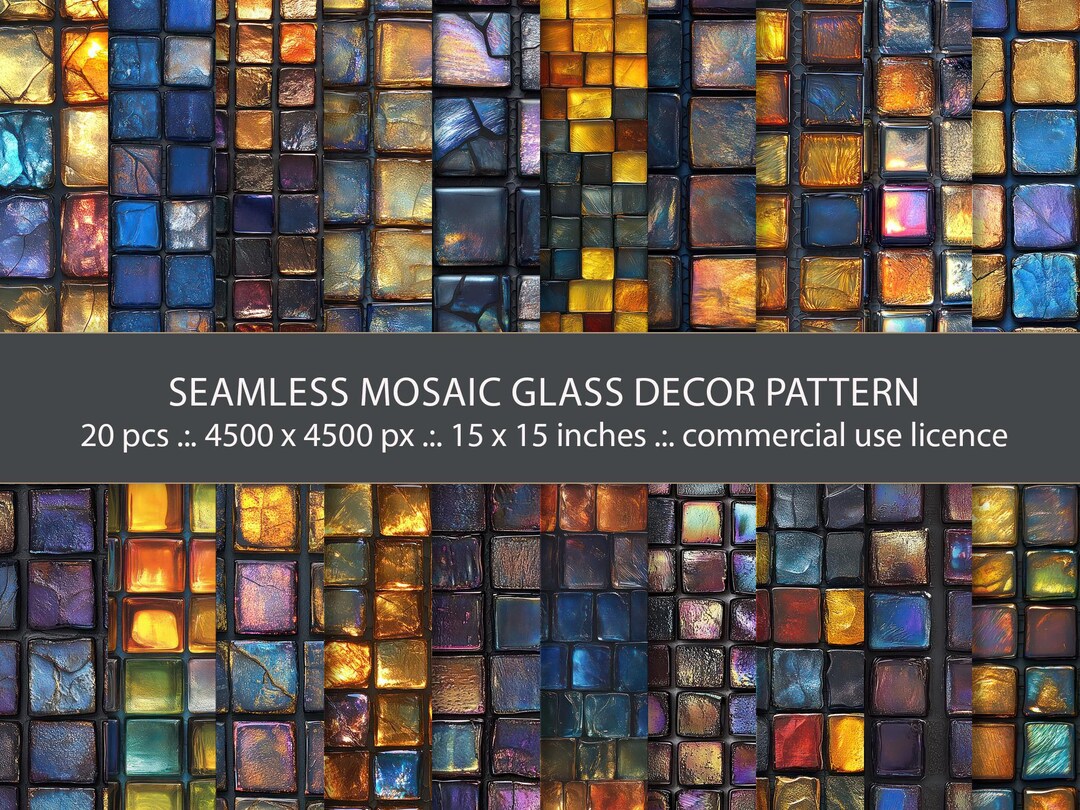 Fresh Look at Gold Blue Mosaic Glass Texture Backgrounds Digital Paper Pack