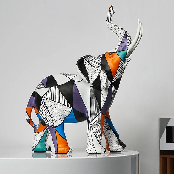 Sculpture Elephant en résine - Décor Moderne, Cadeau, Art Contemporain - Parfait pour la Maison et les Amateurs d'Animaux