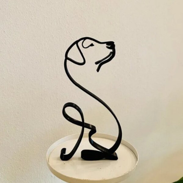 Sculpture Chien Minimaliste en Métal - Décor Moderne, Cadeau, Art Contemporain - Parfait pour la Maison et les Amateurs d'Animaux