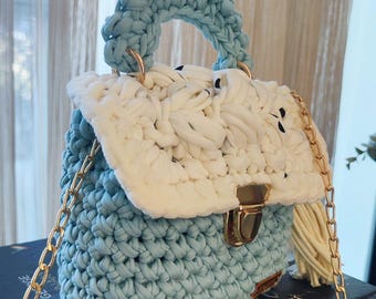Crochet Pattern Bag Tshirt Yarn Crochet Bag Pattern T shirt Purse Pattern Crochet Marshmallow Bag Pattern Learn Crochet Luxury Bag Pattern