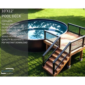 Plans de terrasse de piscine 10 x 12 pour construction et permis de bricolage