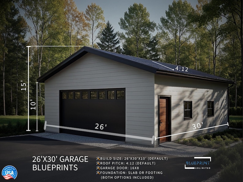 Garage Plans 26x30 for Construction and Permit image 2
