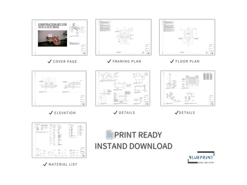 Deck Plans 10x10 for DIY Construction and Permit - Etsy