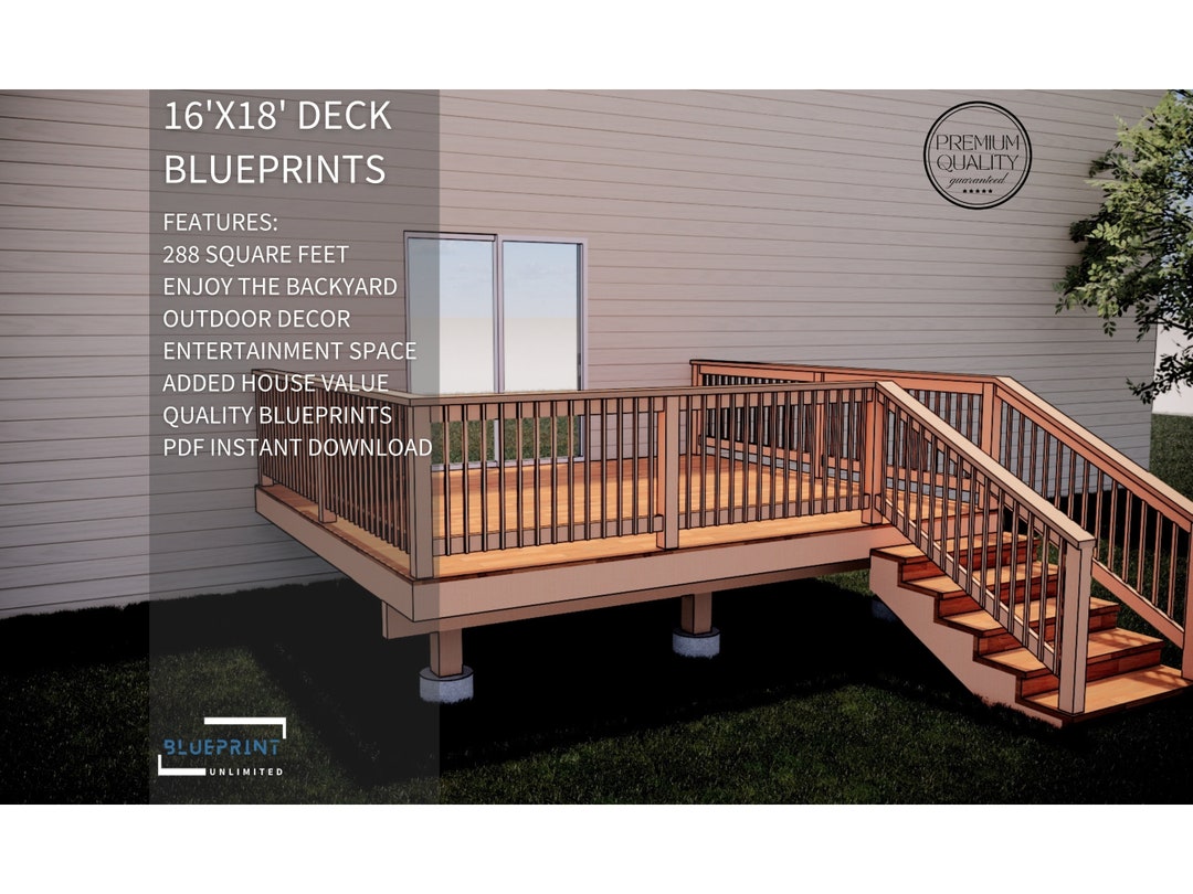 Deck Plans 16x18 for DIY Construction and Permit - Etsy