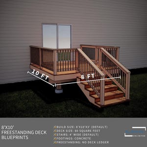 Freestanding Deck Plans 8x10 for DIY Construction and Permit - Etsy