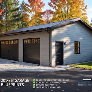 Garage Plans 20x36 for Construction and Permit