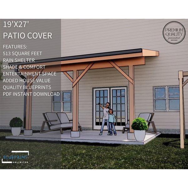 Patio Cover Plans 19x27 for DIY Construction and Permit