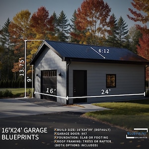 Garage Plans 16x24 for Construction and Permit image 2