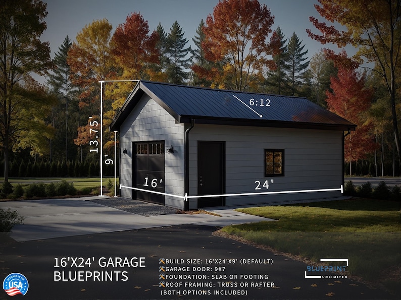 Garage Plans 16x24 for Construction and Permit image 2