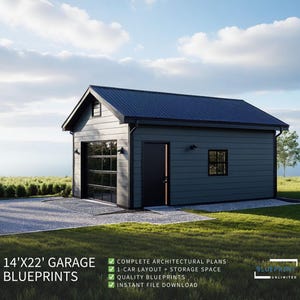 Garage Plans 14x22 for Construction and Permit