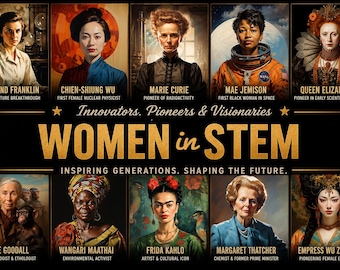 Póster de Mujeres en STEM: Científicas y artistas inspiradoras - Decoración del aula