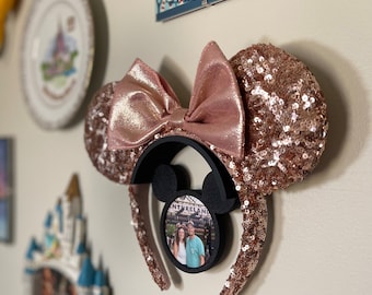 Soporte para orejas de Disney con marco de fotos - Soporte de pared para orejas de Minnie