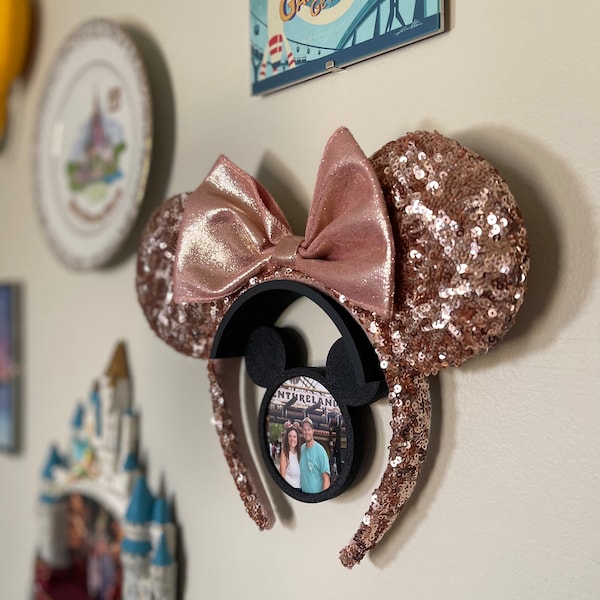 Disney Ears Holder with Picture Frame - Wall mount for Minnie Ears
