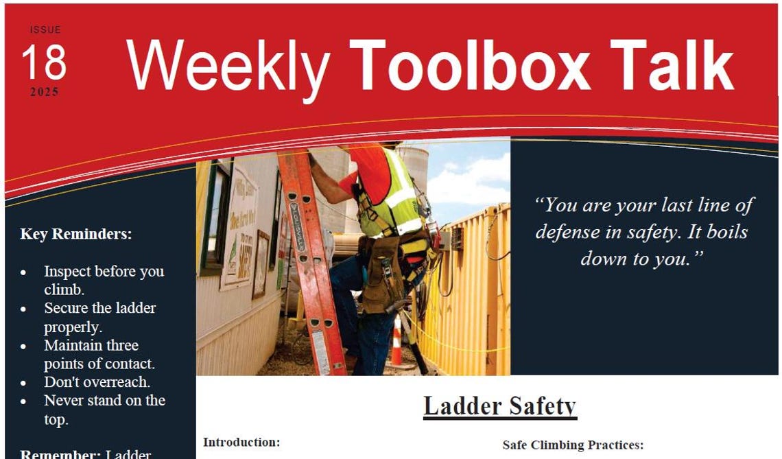 1 Year of Weekly Construction Safety Toolbox Talks: 52 Topics (digital ...