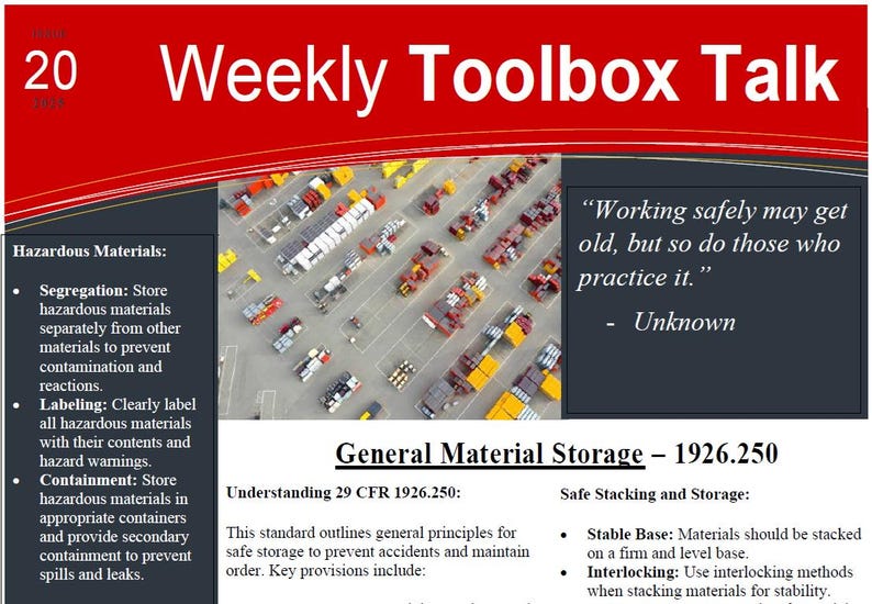 Tool Box Example Weekly Construction Safety Toolbox Talks (digital Download) - Etsy