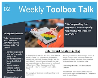 Construction Safety Toolbox Talks Bundle: 52 Weekly OSHA Workplace Training (PDF Download)