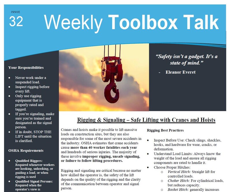 Construction Safety Toolbox Talks Bundle: 52 Weekly OSHA Workplace ...