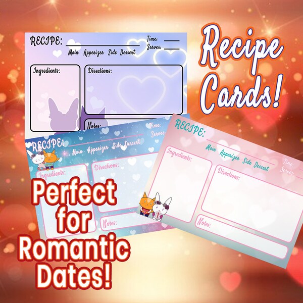 Recipe Cards Sweet Chef Tips - Cute kitchen Cat & Bunny perfect for love notes and gifts for foodies and cooks Cooking Essential Food lovers