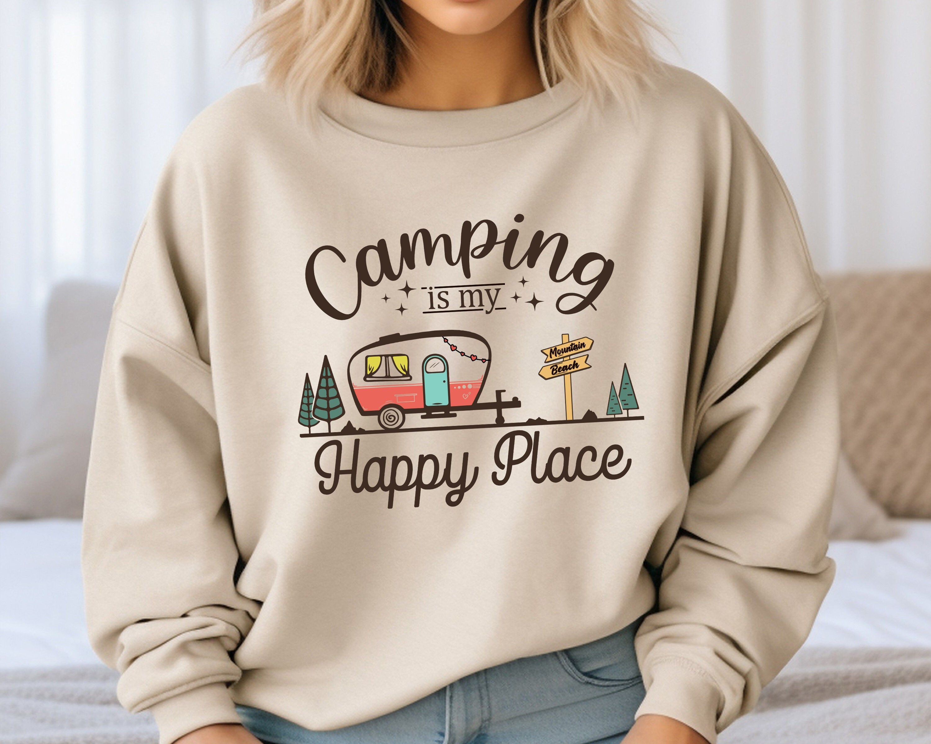 Camping Papa Gift for Him Father's Day Crewneck Sweatshirt - TeeHex