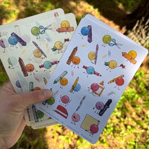 Dot Dudes with Big School Supplies sticker sheets, cute sticker sheet, stickers for kids, planner stickers, journal stickers