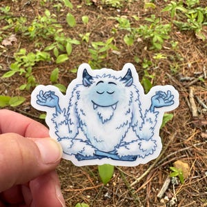 Sticker yoga yéti, sticker yéti zen, sticker bigfoot, sticker vinyle transparent pour bouteille d'eau, ordinateur portable, étui pour téléphone