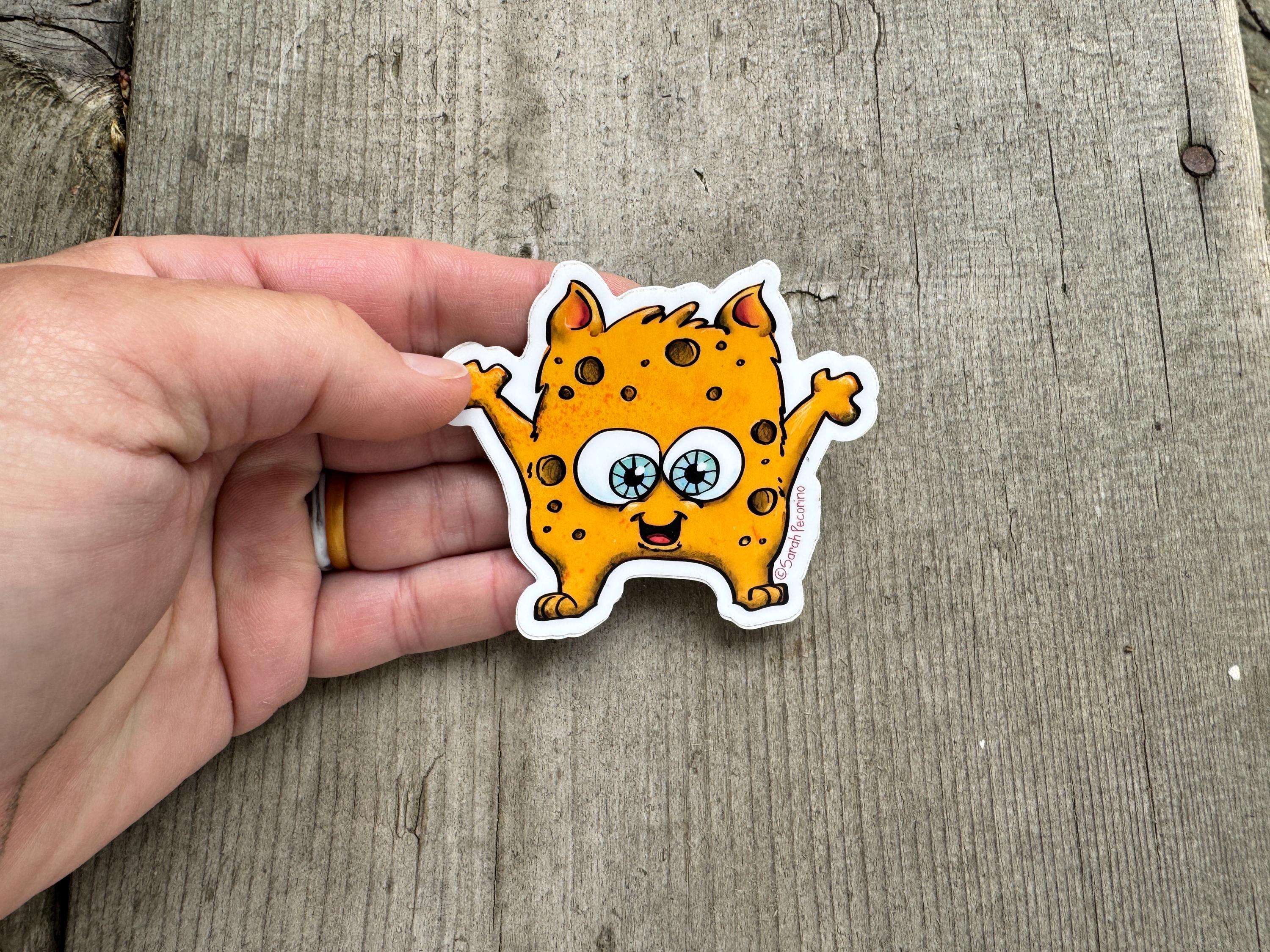 Yellow Creature Sticker Cute Yellow Monster Sticker | Cute Monster Vinyl Sticker | Waterproof ...