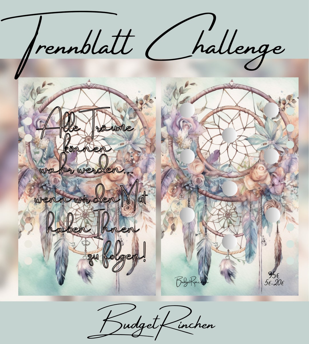 Trennblatt Traumfänger mit Spruch und Challenge foliert Etsy.de