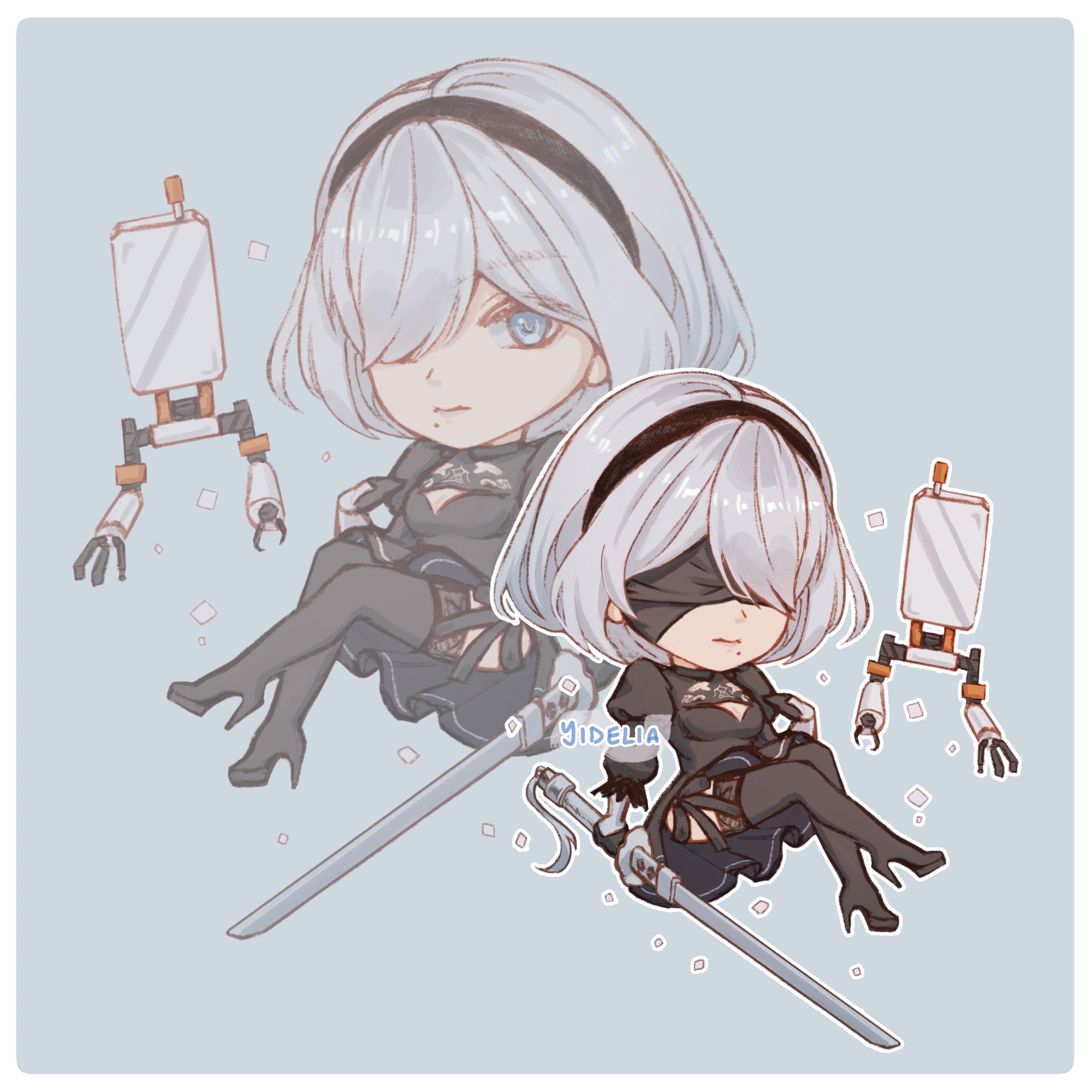 Acrylic Nier: Automata Charms/keychains | 2in. 2B | 1.5in. 9S
