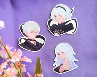 Pegatinas de vinilo mate de personajes de Nier Automata / 2,5 pulgadas / Impermeables / Pegatinas para botellas de agua y portátiles