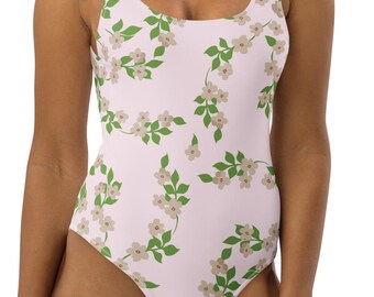 Traje de baño de una pieza con estampado floral rosa