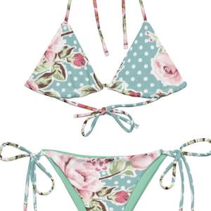 Bikini string fleurs et pois