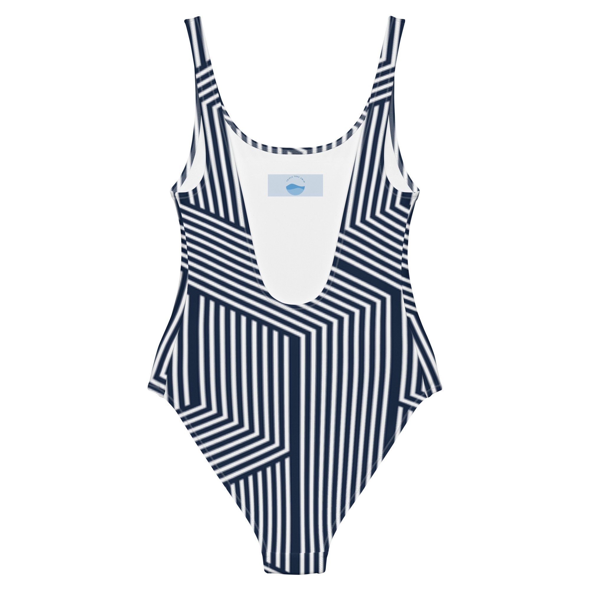 Two Piece Full Coverage Modest Swimsuit - Geometric Blue main image 1